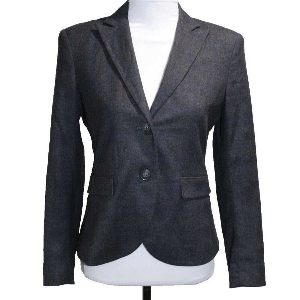 Theory Coat Womens 2 Button Up Blend Wool Blazer Gray Plaid Made USA Pockets 6 - Picture 6 of 6